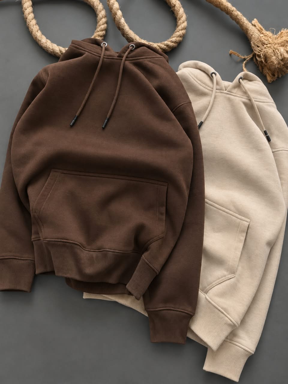 Premium Winter Hoodie Combo – Brown & Biege | 2 Piece