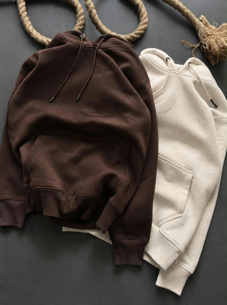Premium Winter Hoodie Combo – Brown & White | 2 Piece
