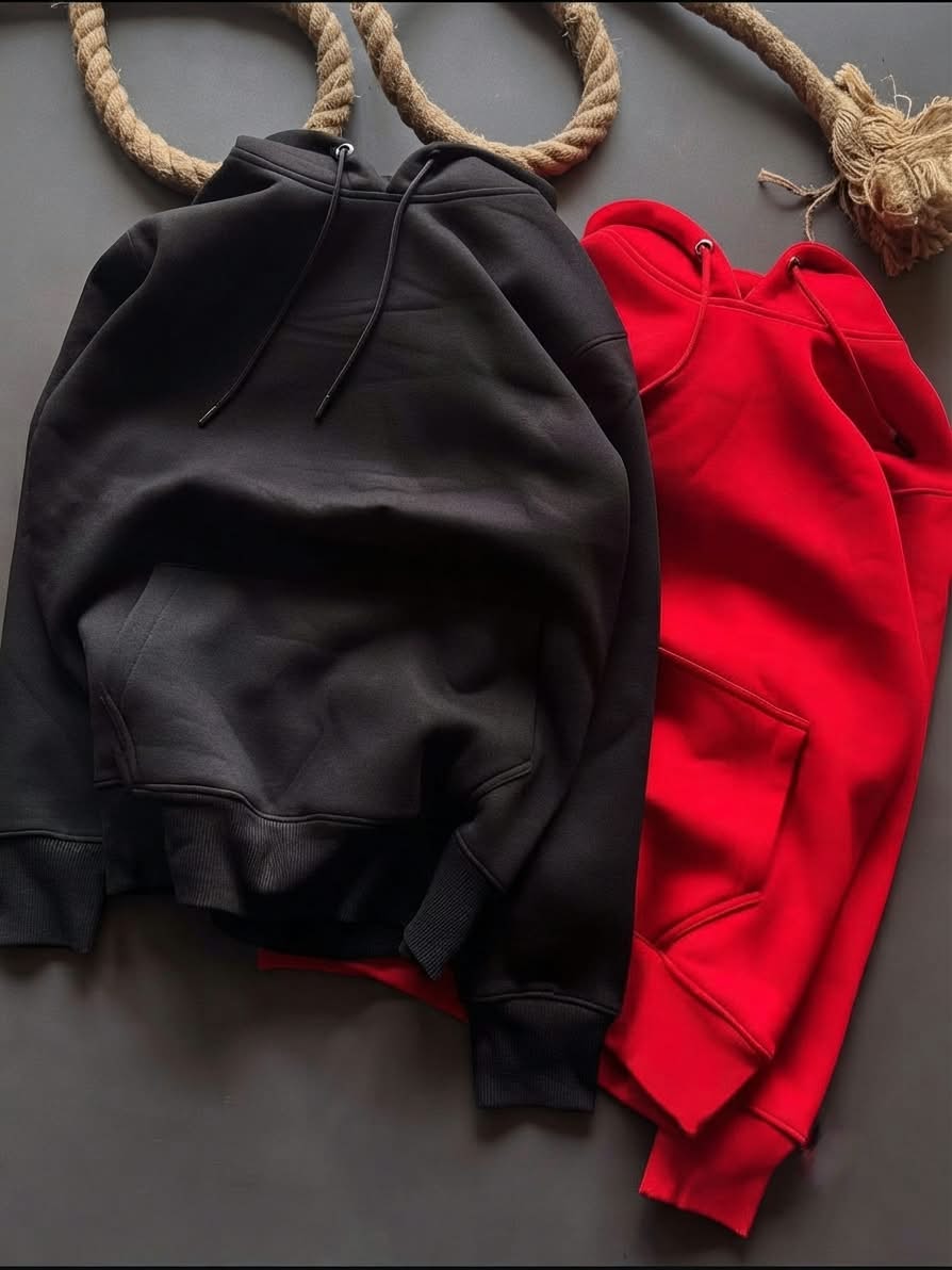 Premium Winter Hoodie Combo – Black & Red | 2 Piece