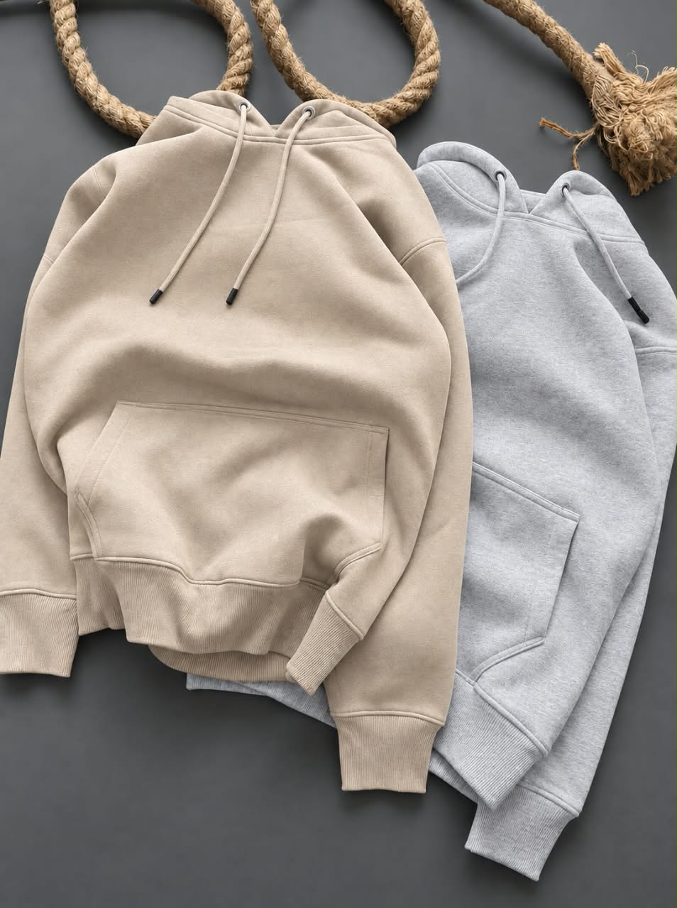Premium Winter Hoodie Combo – Biege & White | 2 Piece