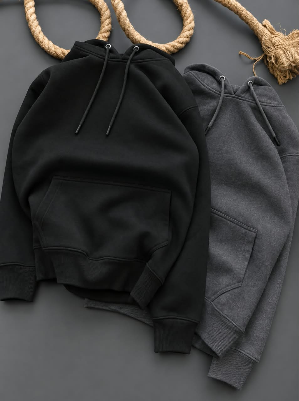 Premium Winter Hoodie Combo – Black & D.Grey| 2 Pieces