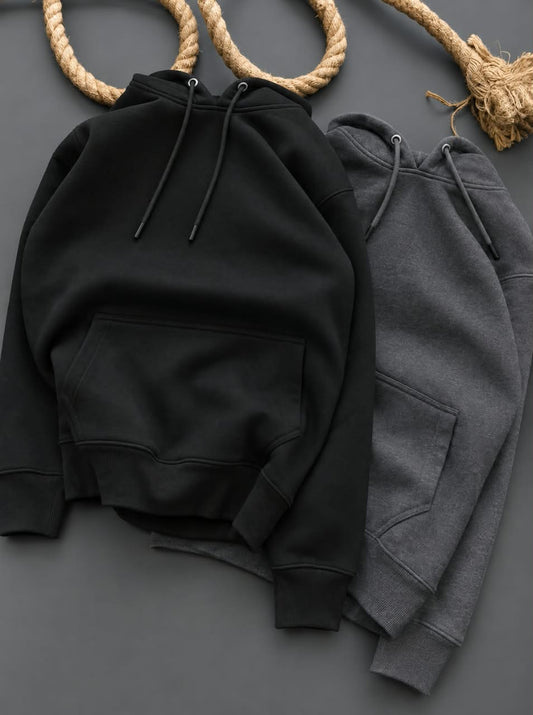 Premium Winter Hoodie Combo – Black & D.Grey| 2 Pieces